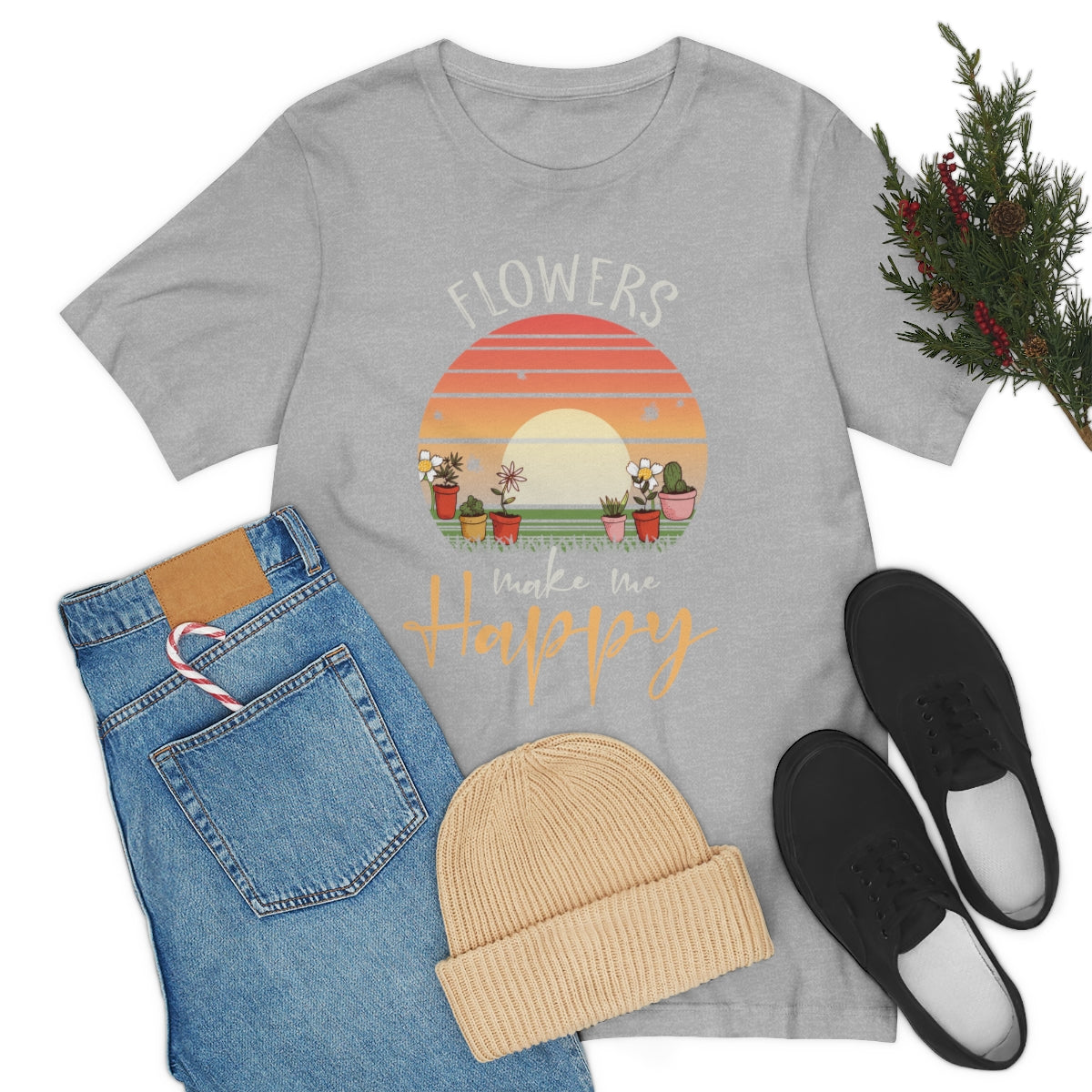 Flowers Make Me Happy - Unisex T-Shirt