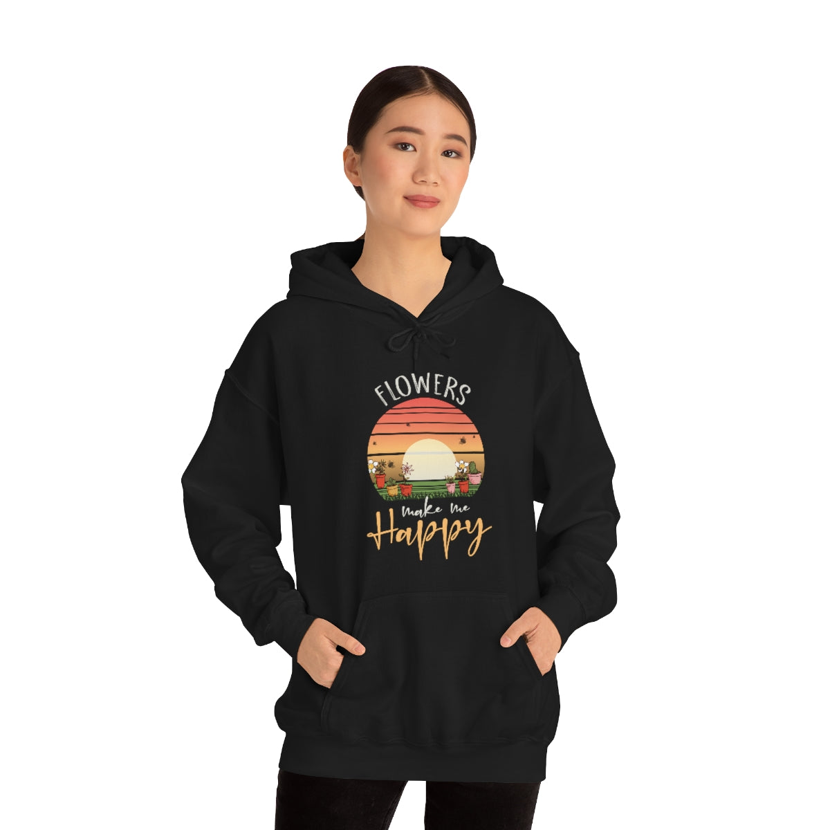 Flowers Make Me Happy - Unisex Heavy Blend™ Hooded Sweatshirt