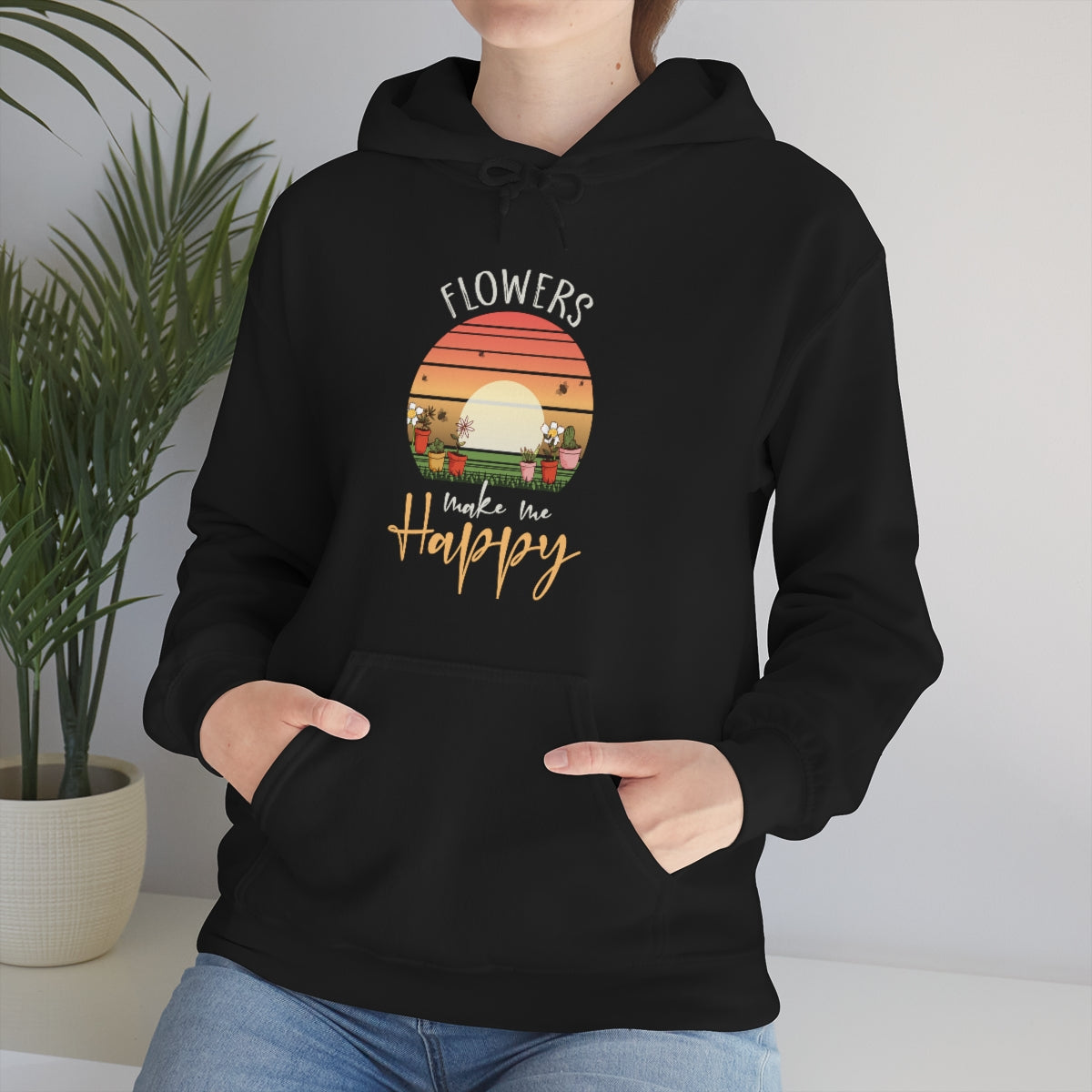 Flowers Make Me Happy - Unisex Heavy Blend™ Hooded Sweatshirt