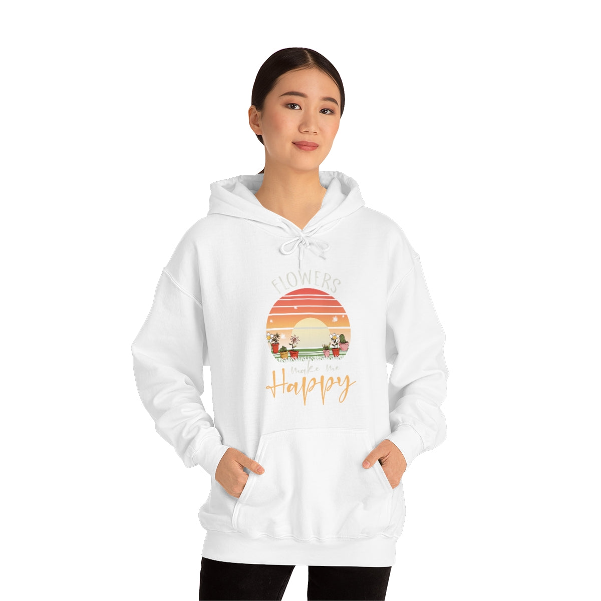 Flowers Make Me Happy - Unisex Heavy Blend™ Hooded Sweatshirt
