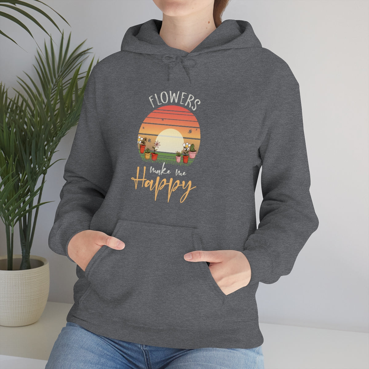 Flowers Make Me Happy - Unisex Heavy Blend™ Hooded Sweatshirt