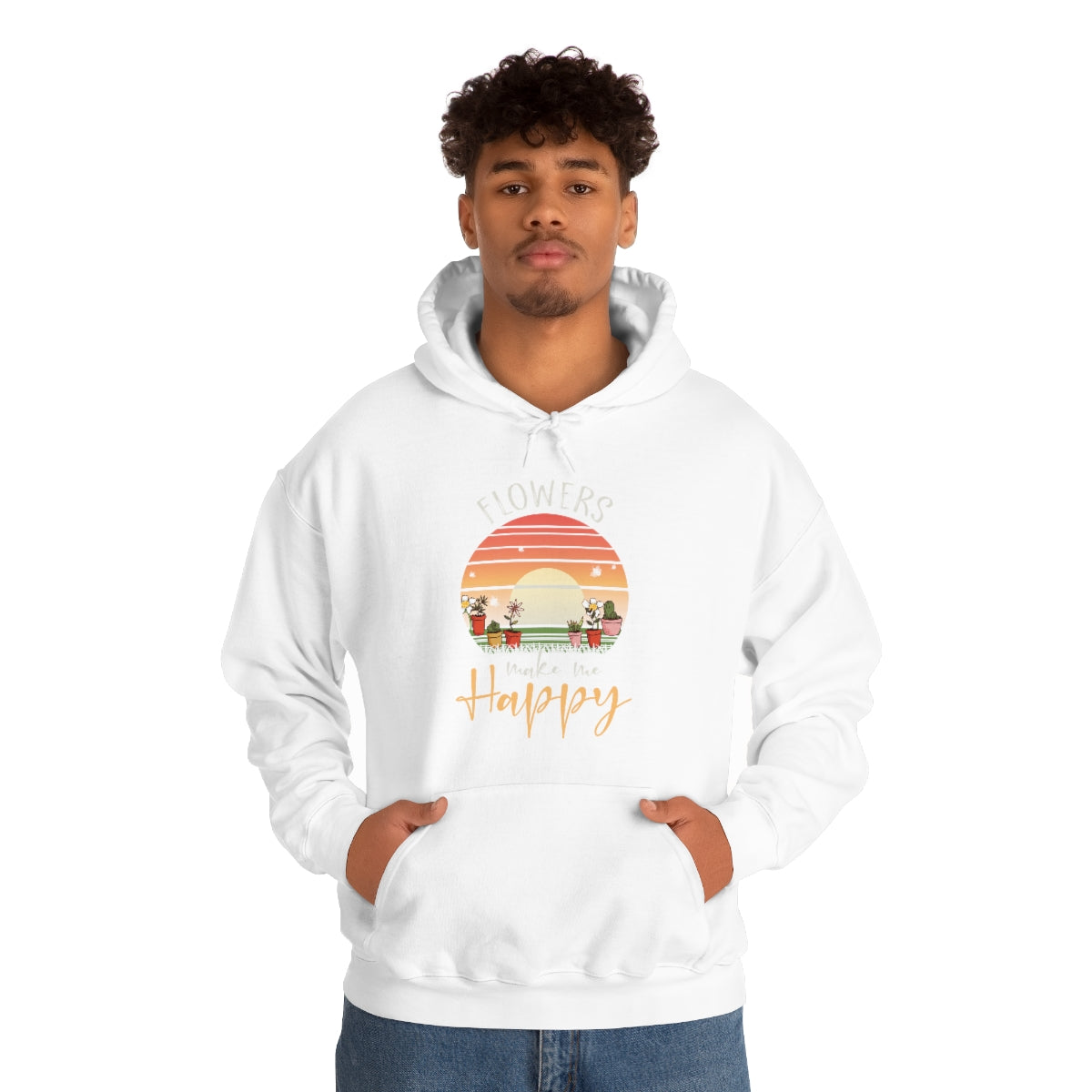 Flowers Make Me Happy - Unisex Heavy Blend™ Hooded Sweatshirt