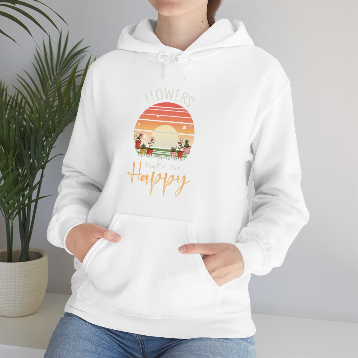 Flowers Make Me Happy - Unisex Heavy Blend™ Hooded Sweatshirt