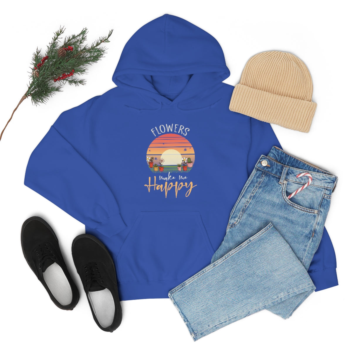 Flowers Make Me Happy - Unisex Heavy Blend™ Hooded Sweatshirt
