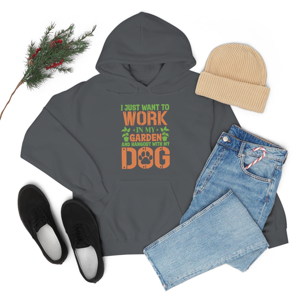 I Just Want To Work In My Garden and Hang Out With My Dog- Unisex Heavy Blend™ Hooded Sweatshirt