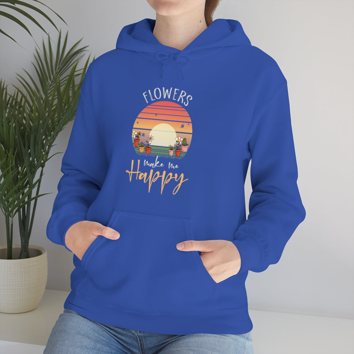 Flowers Make Me Happy - Unisex Heavy Blend™ Hooded Sweatshirt