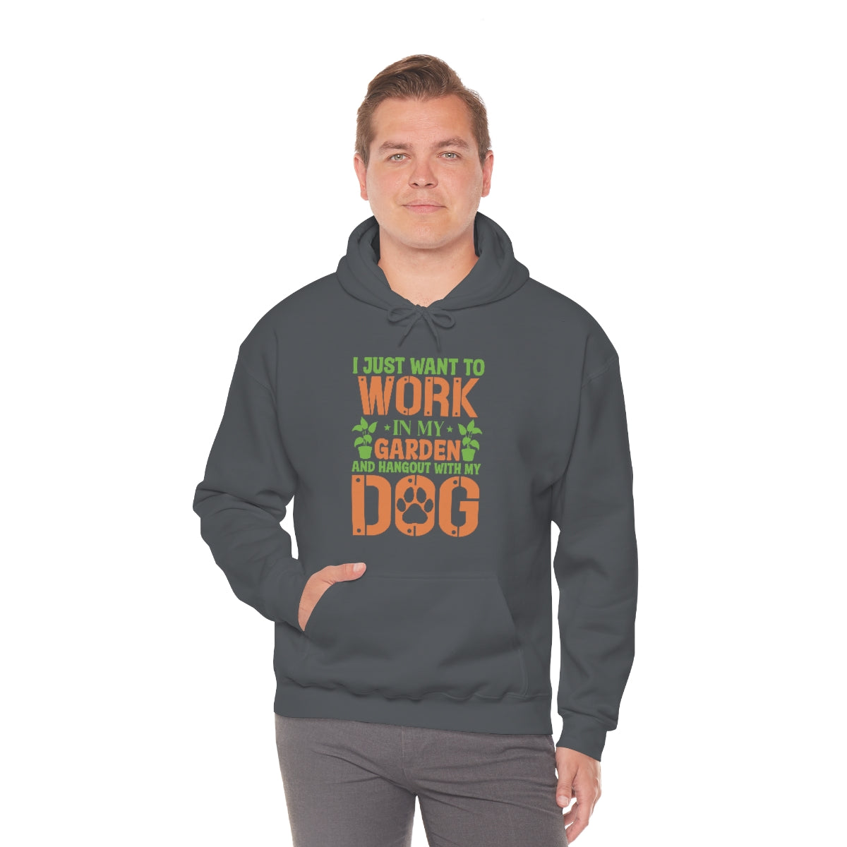 I Just Want To Work In My Garden and Hang Out With My Dog- Unisex Heavy Blend™ Hooded Sweatshirt