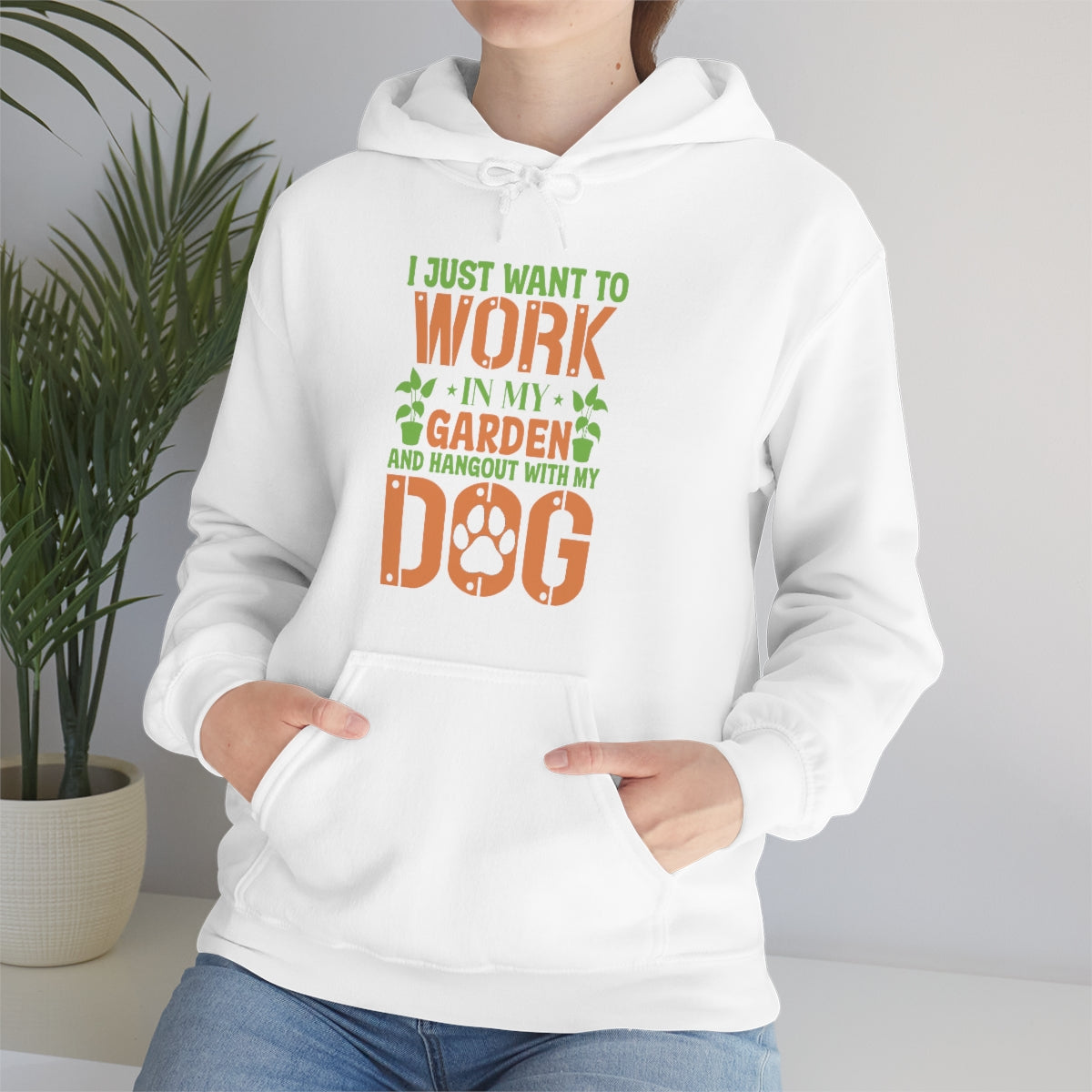 I Just Want To Work In My Garden and Hang Out With My Dog- Unisex Heavy Blend™ Hooded Sweatshirt