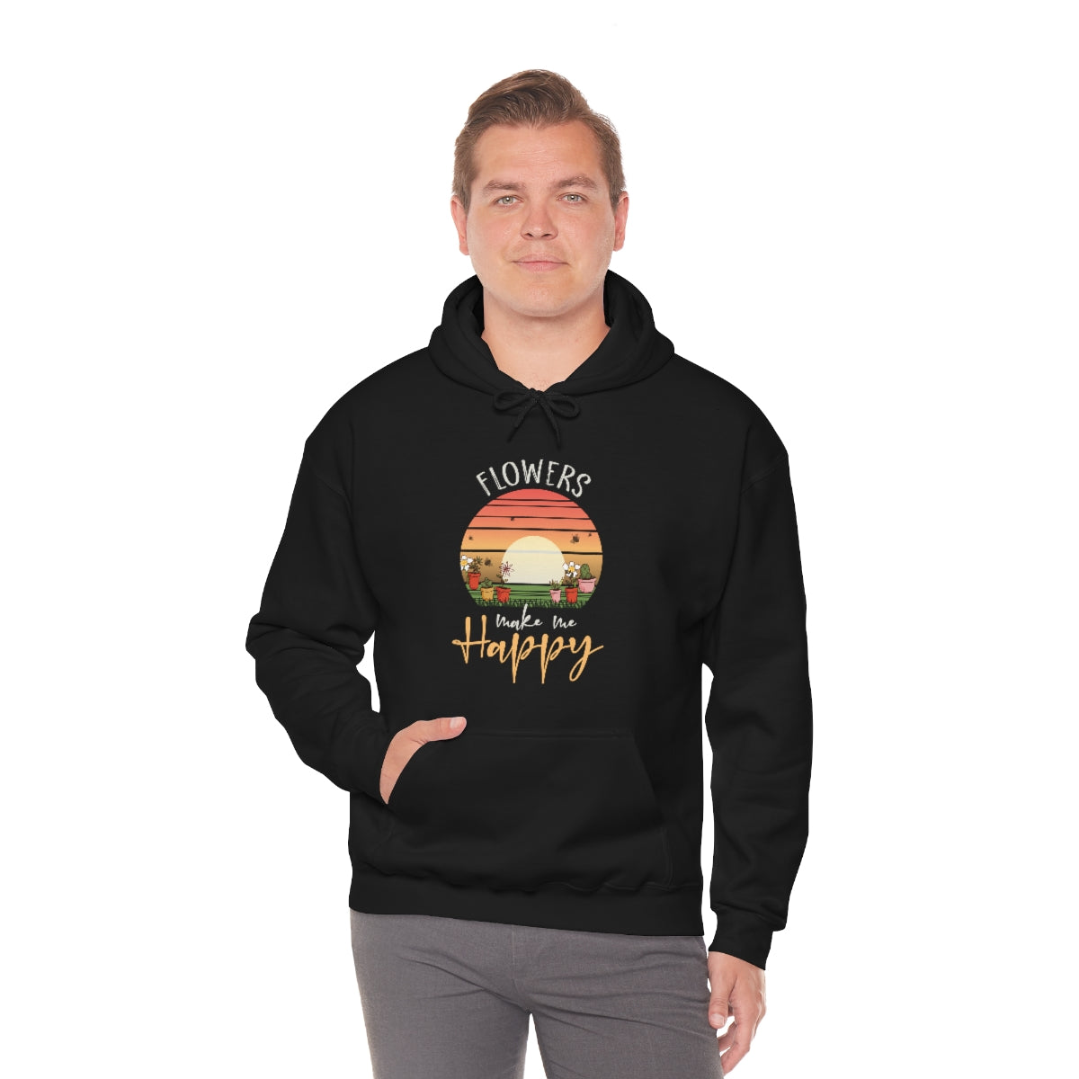 Flowers Make Me Happy - Unisex Heavy Blend™ Hooded Sweatshirt