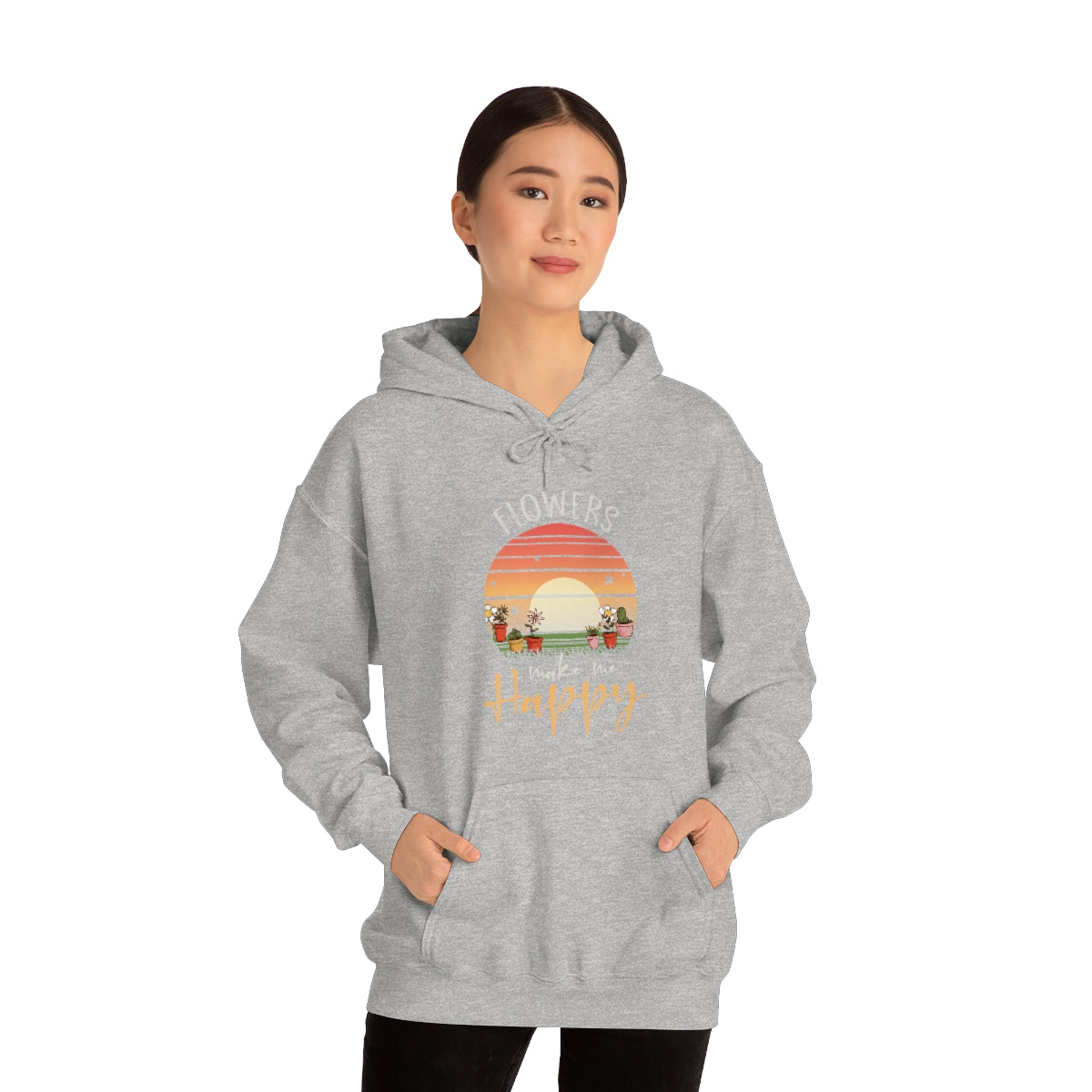Flowers Make Me Happy - Unisex Heavy Blend™ Hooded Sweatshirt
