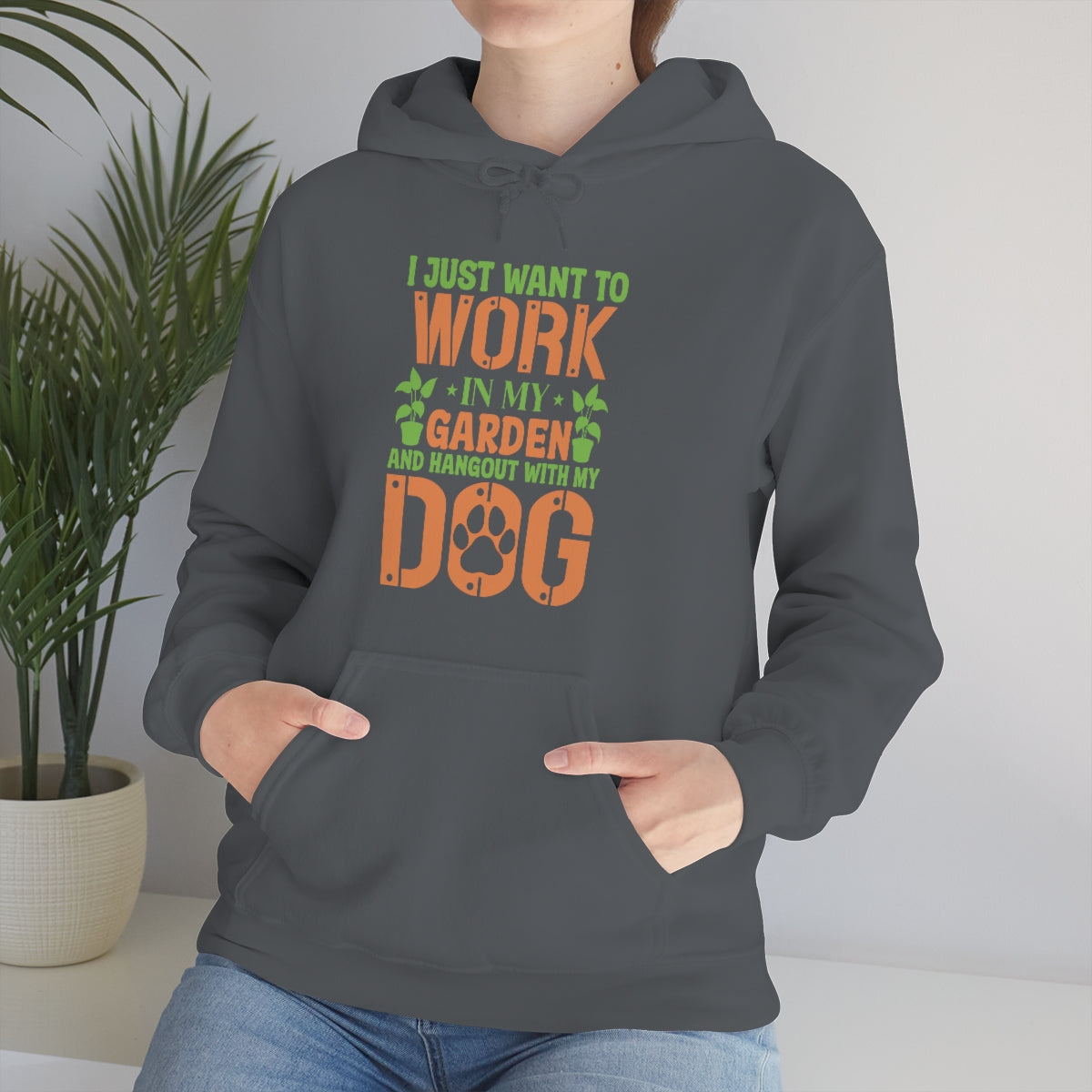 I Just Want To Work In My Garden and Hang Out With My Dog- Unisex Heavy Blend™ Hooded Sweatshirt