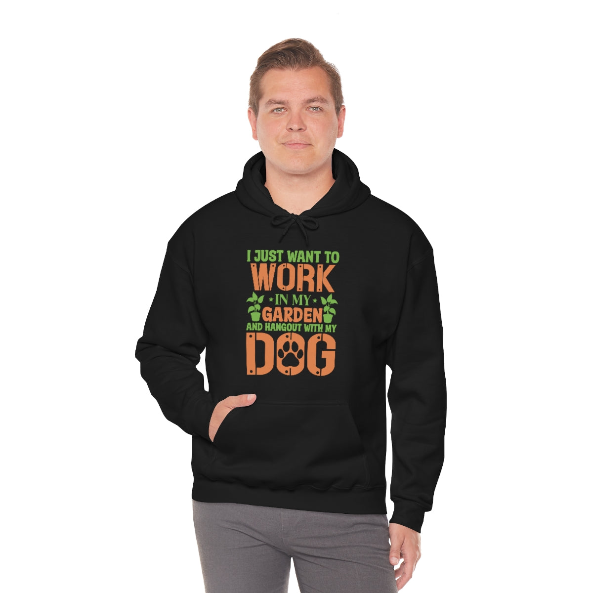 I Just Want To Work In My Garden and Hang Out With My Dog- Unisex Heavy Blend™ Hooded Sweatshirt