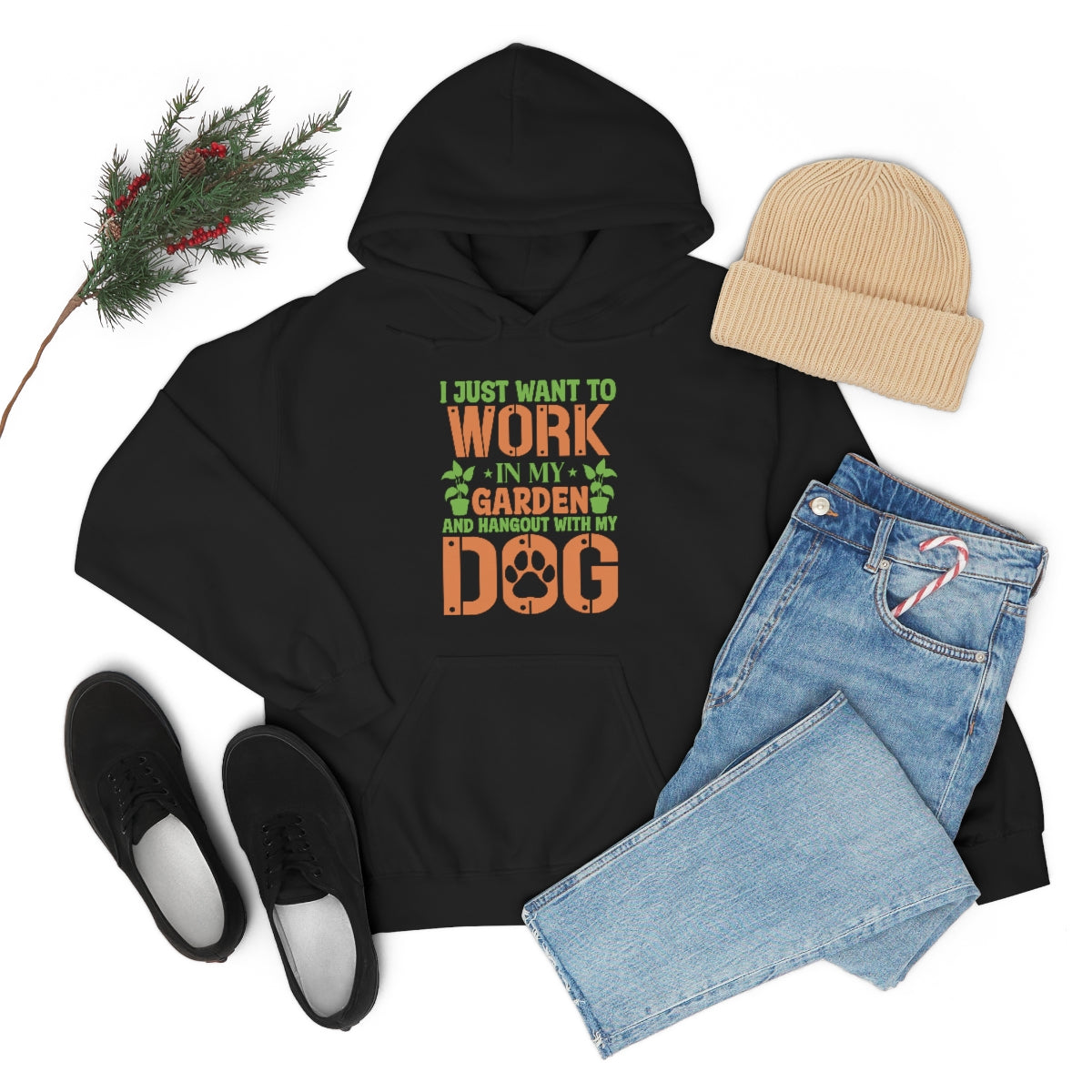 I Just Want To Work In My Garden and Hang Out With My Dog- Unisex Heavy Blend™ Hooded Sweatshirt