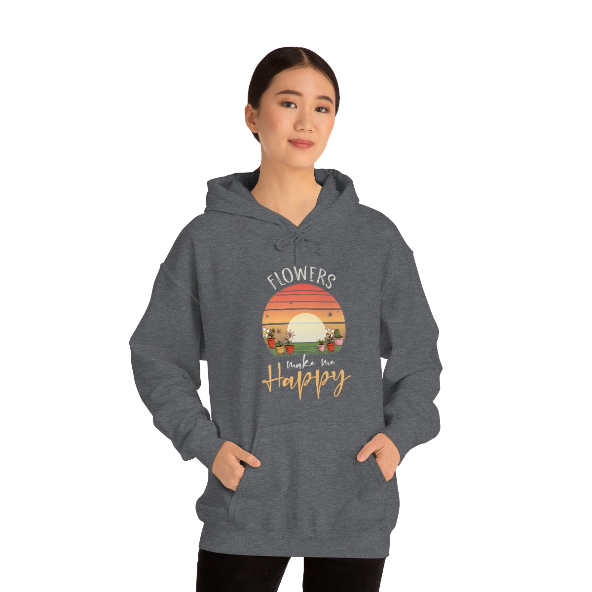 Flowers Make Me Happy - Unisex Heavy Blend™ Hooded Sweatshirt