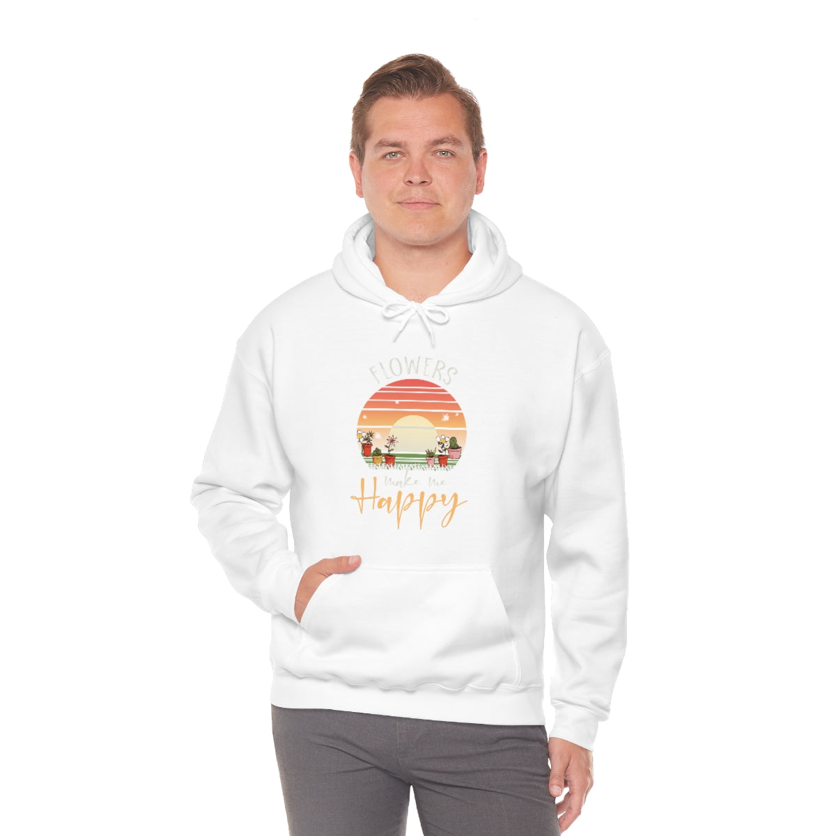 Flowers Make Me Happy - Unisex Heavy Blend™ Hooded Sweatshirt