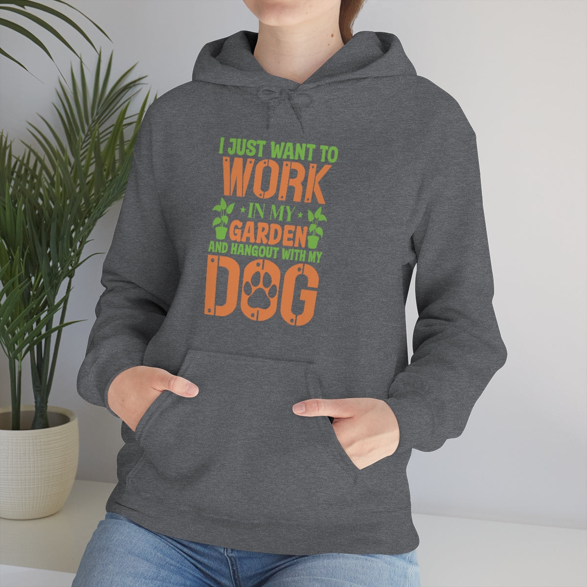 I Just Want To Work In My Garden and Hang Out With My Dog- Unisex Heavy Blend™ Hooded Sweatshirt