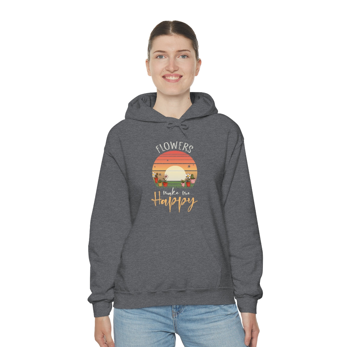 Flowers Make Me Happy - Unisex Heavy Blend™ Hooded Sweatshirt
