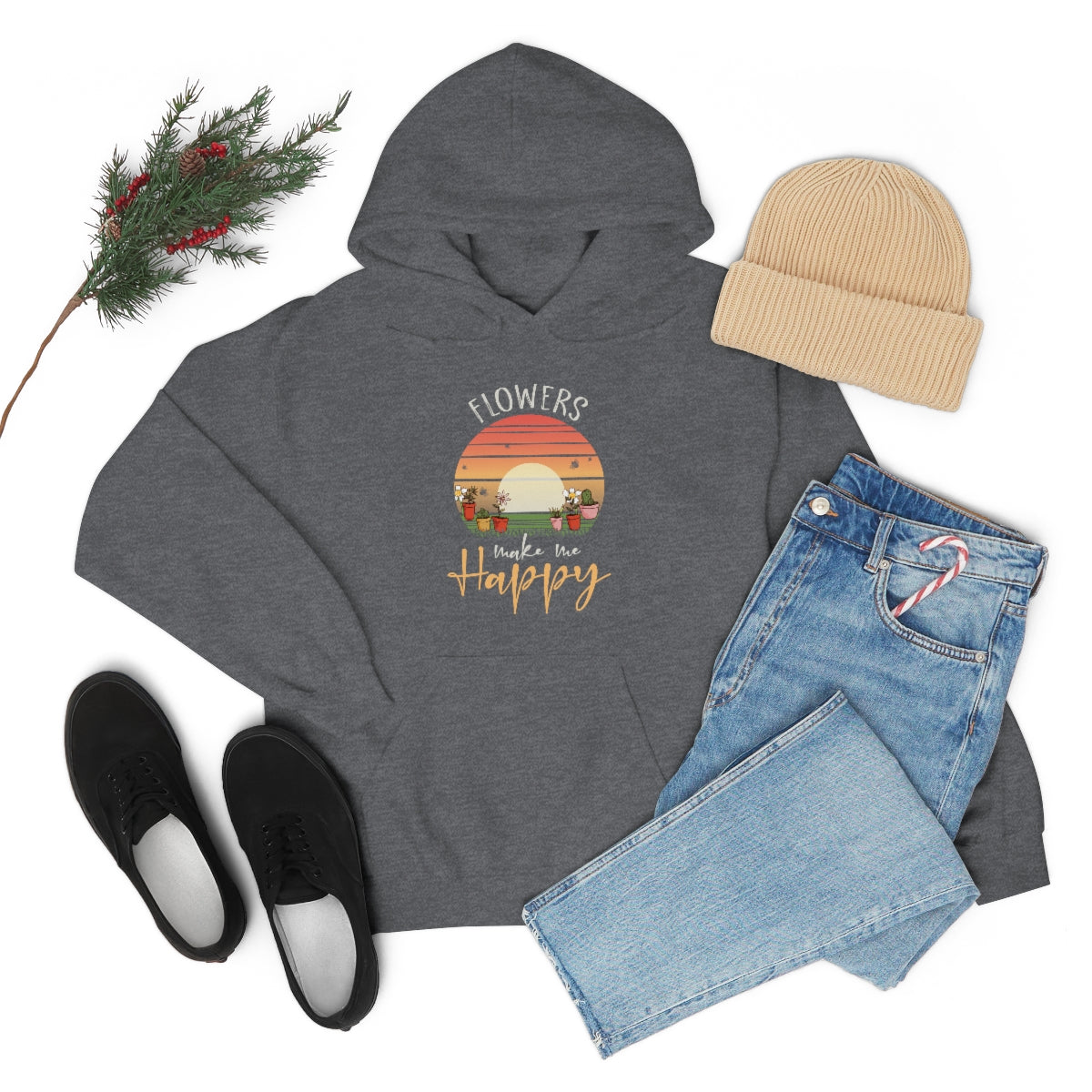 Flowers Make Me Happy - Unisex Heavy Blend™ Hooded Sweatshirt