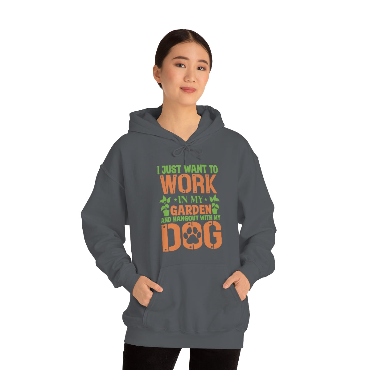 I Just Want To Work In My Garden and Hang Out With My Dog- Unisex Heavy Blend™ Hooded Sweatshirt