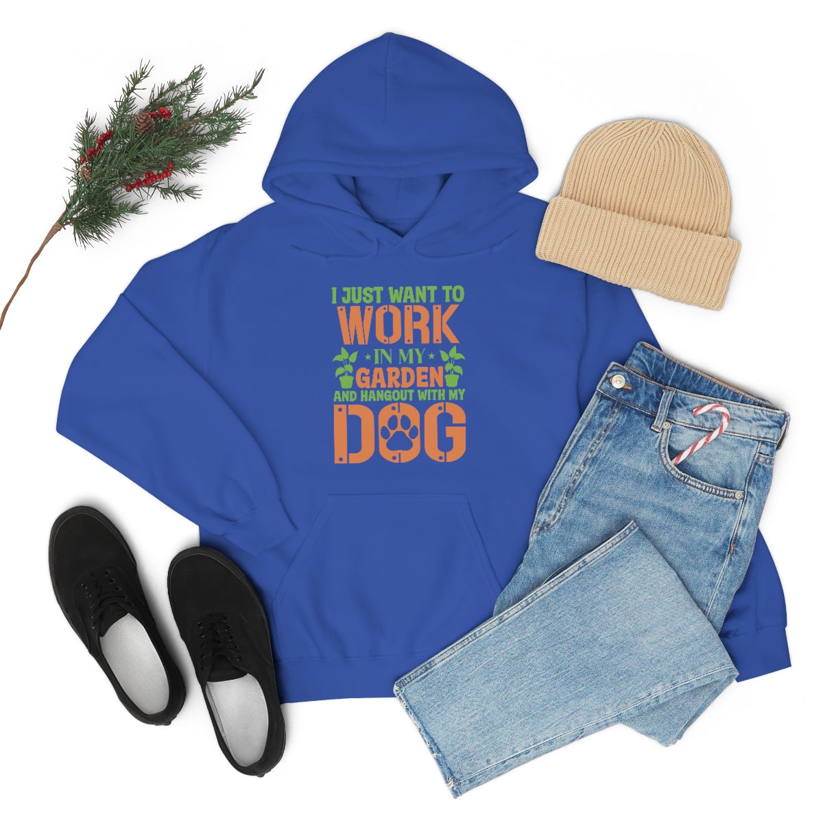 I Just Want To Work In My Garden and Hang Out With My Dog- Unisex Heavy Blend™ Hooded Sweatshirt