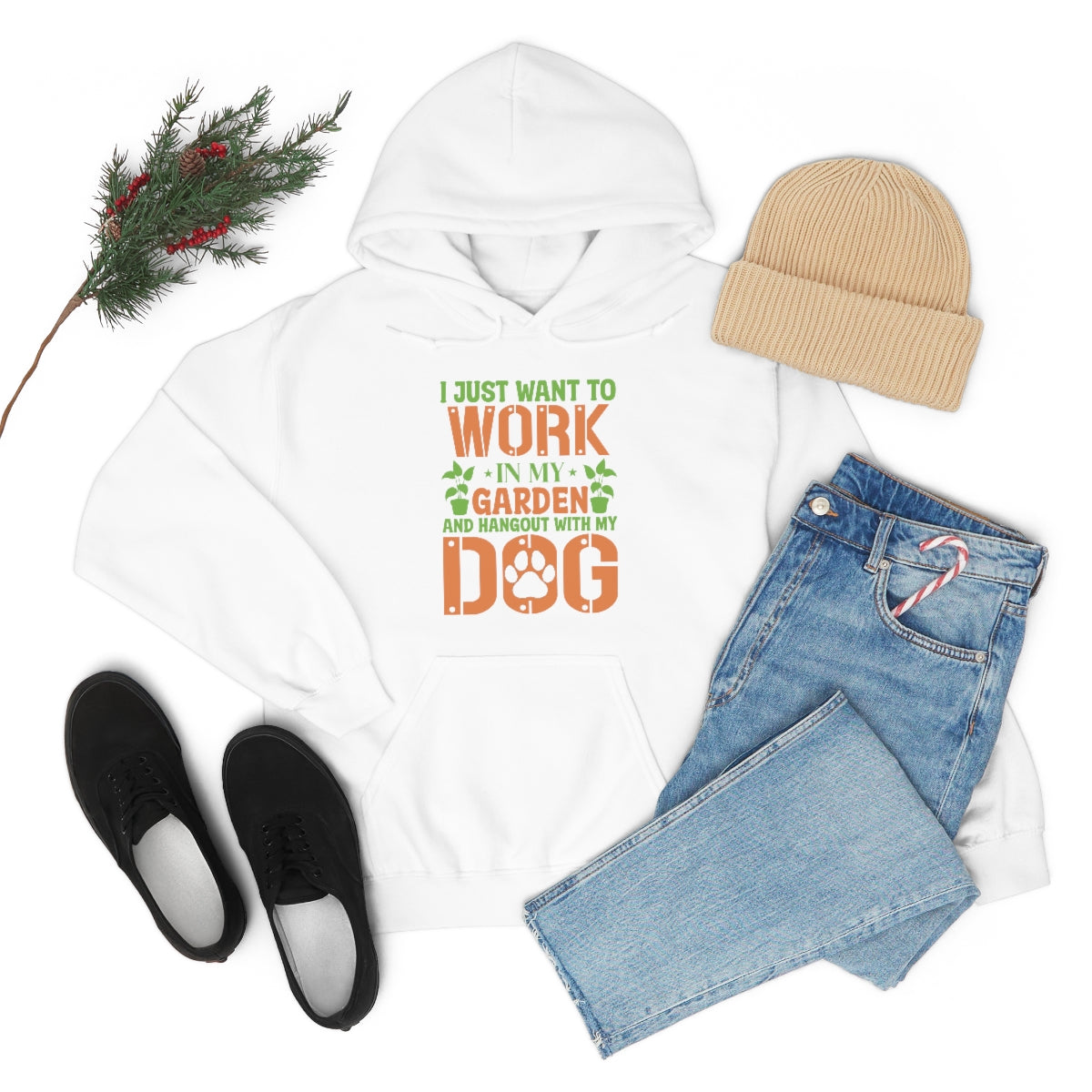 I Just Want To Work In My Garden and Hang Out With My Dog- Unisex Heavy Blend™ Hooded Sweatshirt