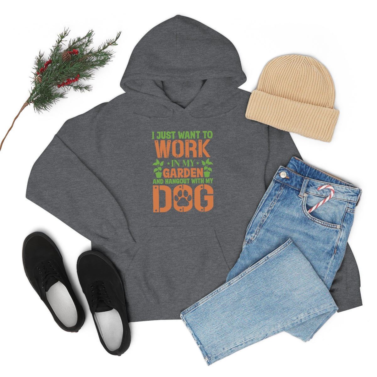 I Just Want To Work In My Garden and Hang Out With My Dog- Unisex Heavy Blend™ Hooded Sweatshirt