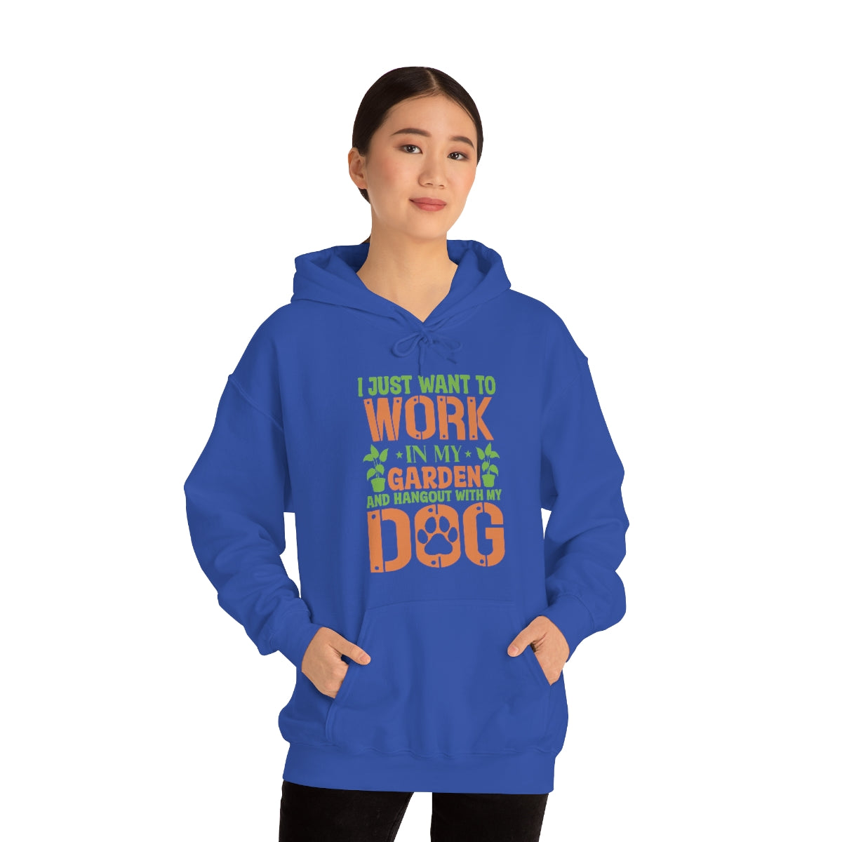I Just Want To Work In My Garden and Hang Out With My Dog- Unisex Heavy Blend™ Hooded Sweatshirt