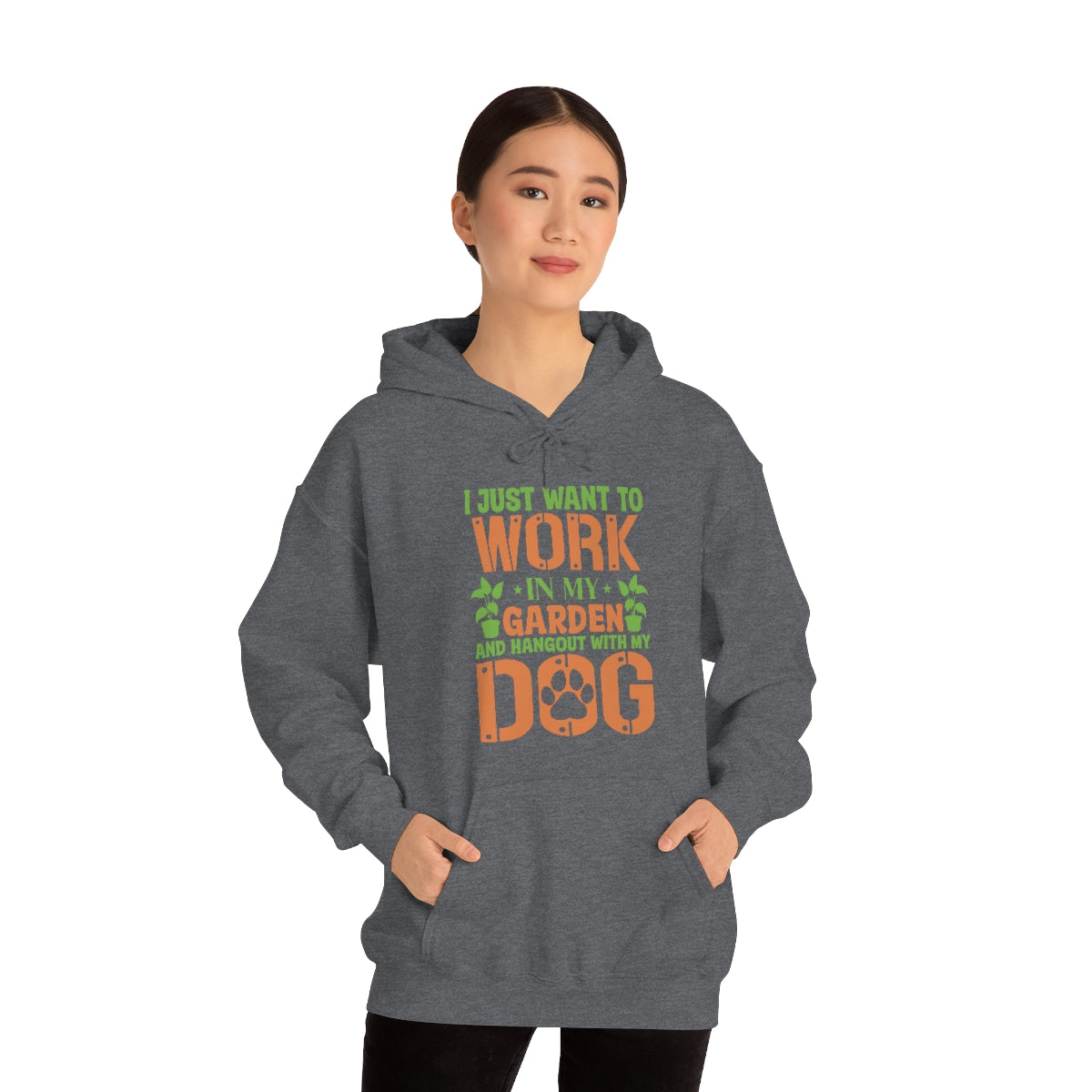 I Just Want To Work In My Garden and Hang Out With My Dog- Unisex Heavy Blend™ Hooded Sweatshirt