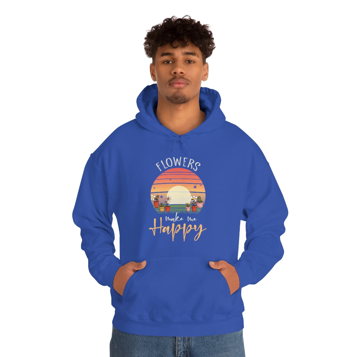 Flowers Make Me Happy - Unisex Heavy Blend™ Hooded Sweatshirt