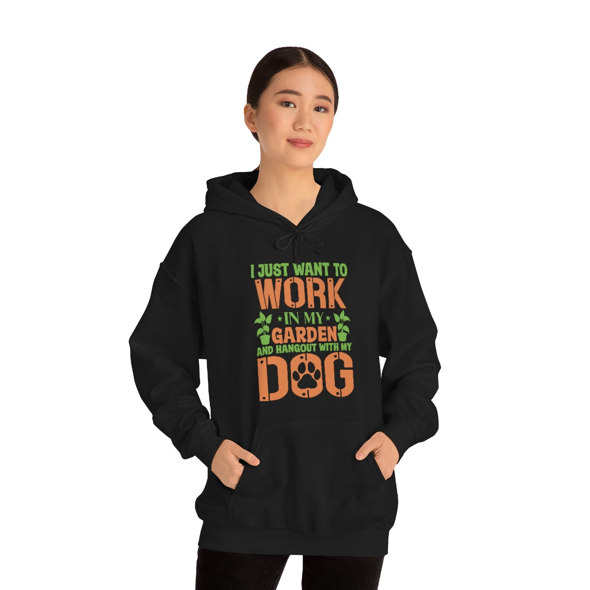 I Just Want To Work In My Garden and Hang Out With My Dog- Unisex Heavy Blend™ Hooded Sweatshirt