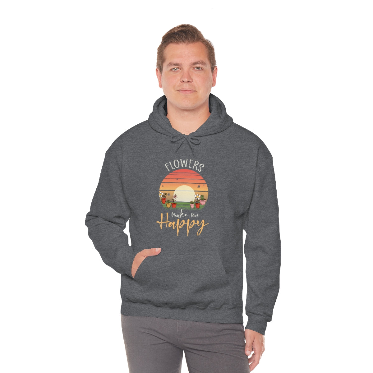 Flowers Make Me Happy - Unisex Heavy Blend™ Hooded Sweatshirt
